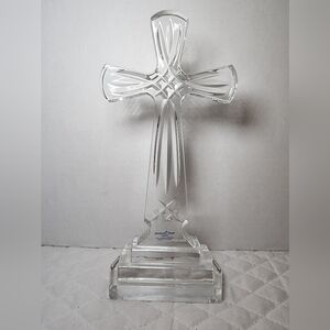 Szklarska Poreba 24% Leaded Crystal Carved Glass Religious 9" Standing Cross